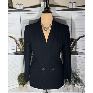Vintage Y2K Point of View Collection black blazer golden metal buttons sz 14